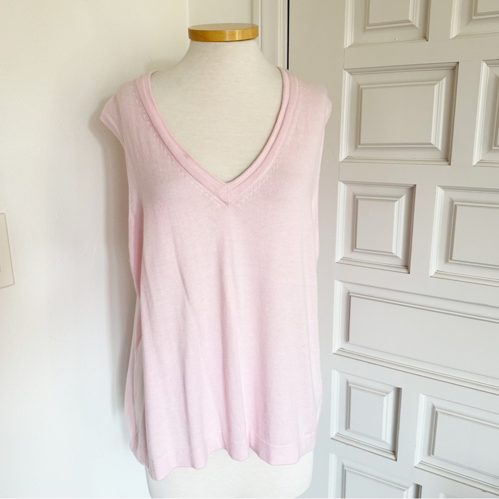NWT Outlander Light Pink Sweater Vest Cashmere Blend V-Neck Size 3X